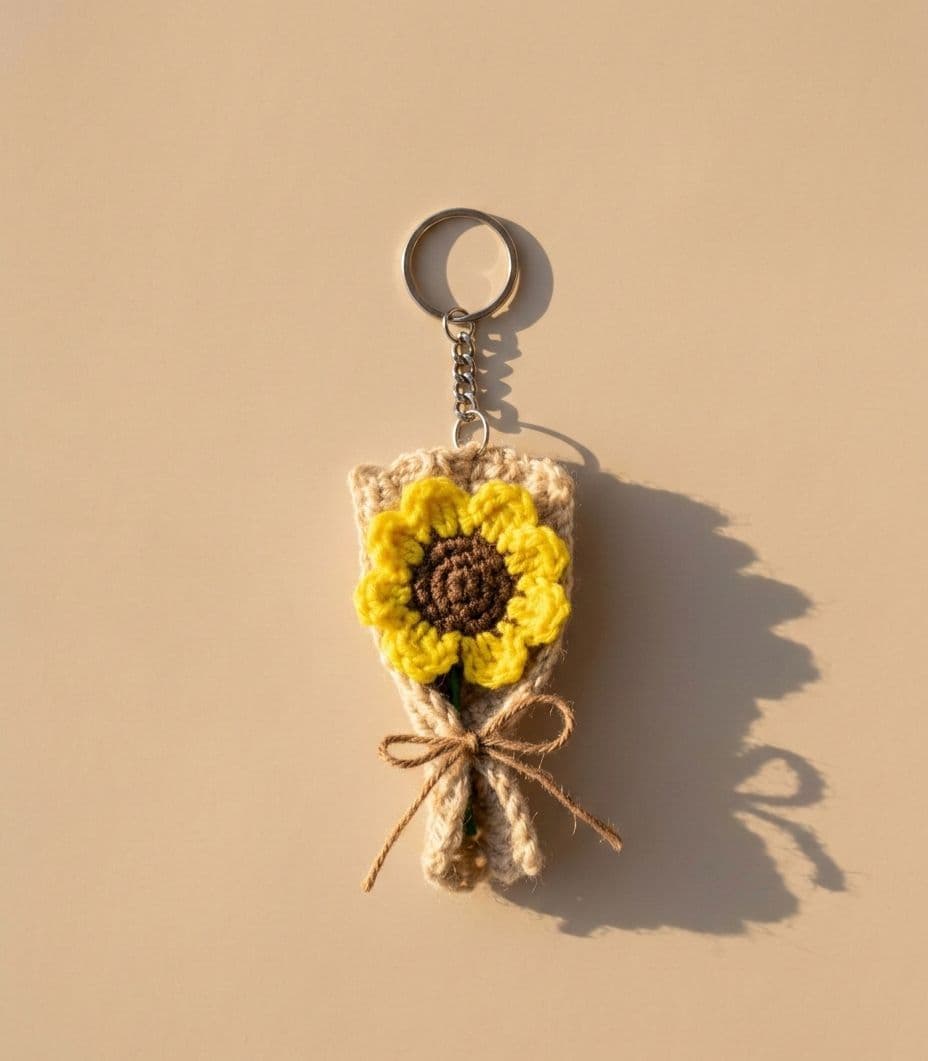 Crochet Sunflower Mini Bouquet Keychain